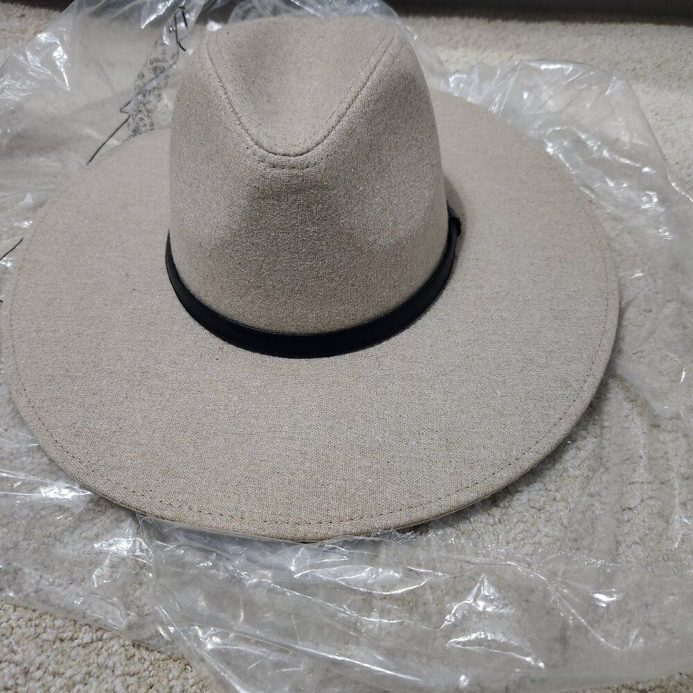 New Brushed Wide-Brim Panama Hat - Tan